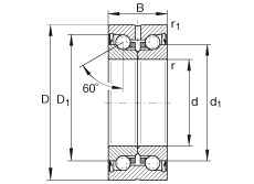 推力角接触球轴承 ZKLN3062-2RS-PE, 增加公差，双向，两侧唇密封