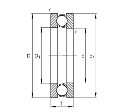 推力深沟球轴承 51205, 根据 DIN 711/ISO 104 标准的主要尺寸，单向，可分离
