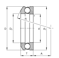 推力深沟球轴承 53322-MP, 根据 DIN 711/ISO 104 标准的主要尺寸，单向，带球面轴承座圈，可分离