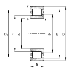 圆柱滚子轴承 NJ316-E-TVP2, 根据 DIN 5412-1 标准的主要尺寸, 半定位轴承, 可分离, 带保持架