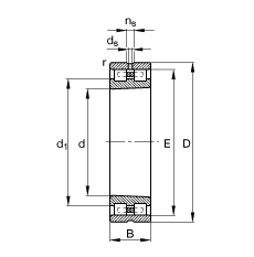 圆柱滚子轴承 NN3088-AS-K-M-SP, 根据 DIN 5412-4 标准的主要尺寸, 非定位轴承, 双列，带锥孔，锥度 1:12 ，可分离, 带保持架，减小的径向内部游隙，限制公差