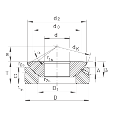 推力关节轴承 GE120-AX, 根据 DIN ISO 12 240-3 标准，需维护