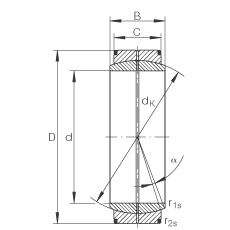 关节轴承 GE600-DO, 根据 DIN ISO 12 240-1 标准，需维护