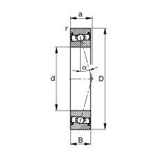 主轴轴承 HSS7002-C-T-P4S, 调节，成对安装，接触角 α = 15°，两侧唇密封，非接触，加严公差