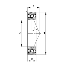 主轴轴承 HSS71924-E-T-P4S, 调节，成对安装，接触角 α = 25°，两侧唇密封，非接触，限制公差