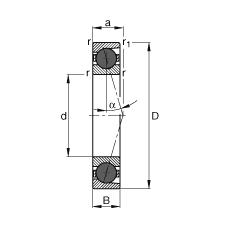 主轴轴承 HCB71909-C-T-P4S, 调节，成对或单元安装，接触角 α = 15°，陶瓷球，限制公差