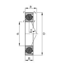 主轴轴承 HCB7016-E-T-P4S, 调节，成对或单元安装，接触角 α = 25°，陶瓷球，限制公差