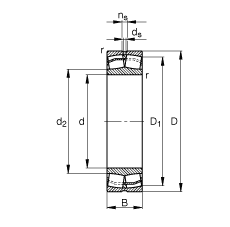 调心滚子轴承 23036-E1A-M, 根据 DIN 635-2 标准的主要尺寸