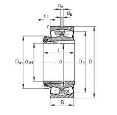 调心滚子轴承 239/530-K-MB + H39/530, 根据 DIN 635-2 标准的主要尺寸, 带锥孔和紧定套